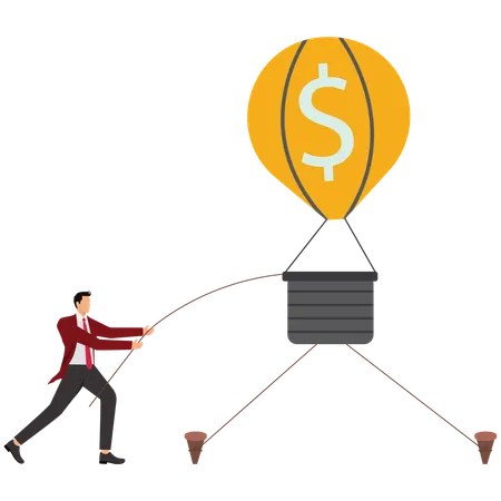 Businessman Rebalancing Finance Amid Inflation  Illustration