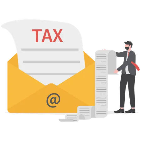Businessmen Receive Letter Tax Official Government Documents Obtained By Mail Illustration