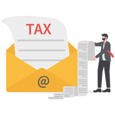 Businessman receive letter tax  Illustration