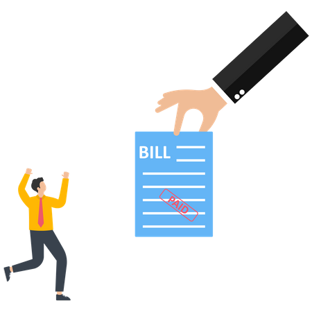 Businessman receives a paid bill  Illustration