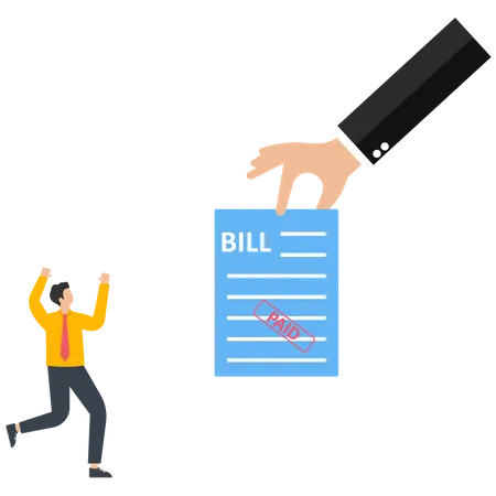 Businessman receives a paid bill  Illustration