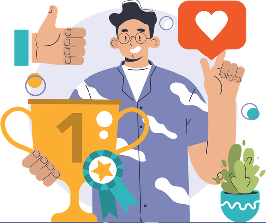 Businessman receives best businessman award  イラスト