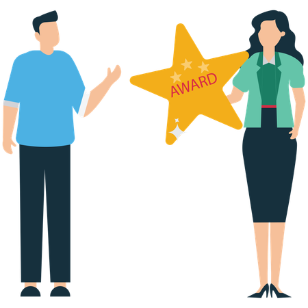 Businessman receives Business Achievement from Employee  Illustration