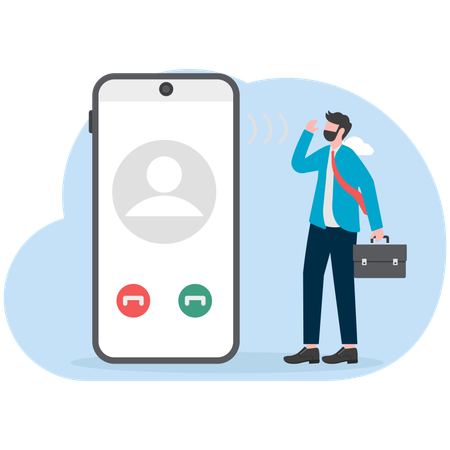 Businessman receives business calls  Illustration