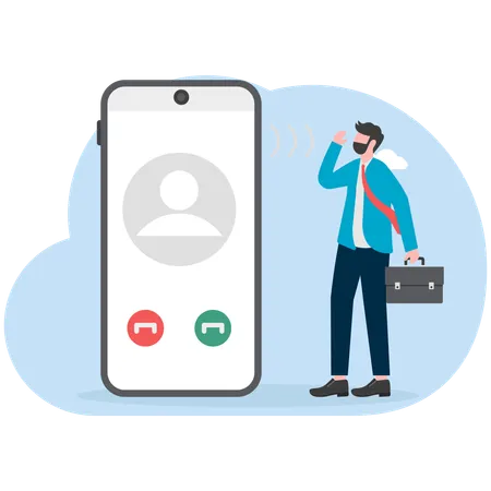 Businessman receives business calls  Illustration