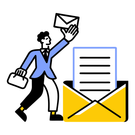 Businessman receives business mail  Illustration