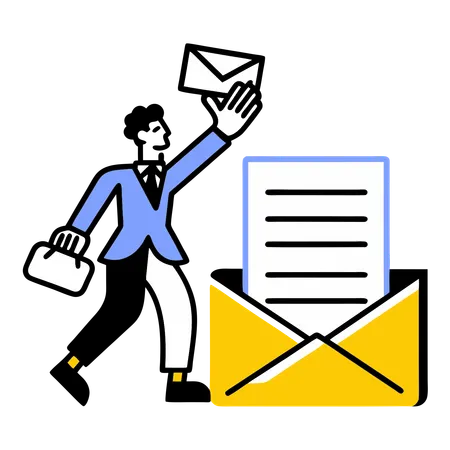 Businessman receives business mail  Illustration