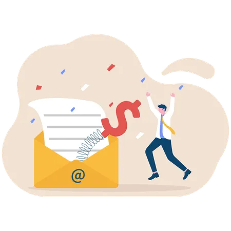 Businessman receives business mail  Illustration