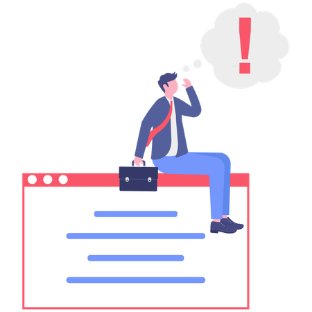 Businessman receives computer error  Illustration