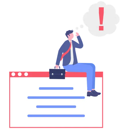 Businessman receives computer error  Illustration