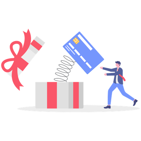 Businessman receives credit card voucher  Illustration