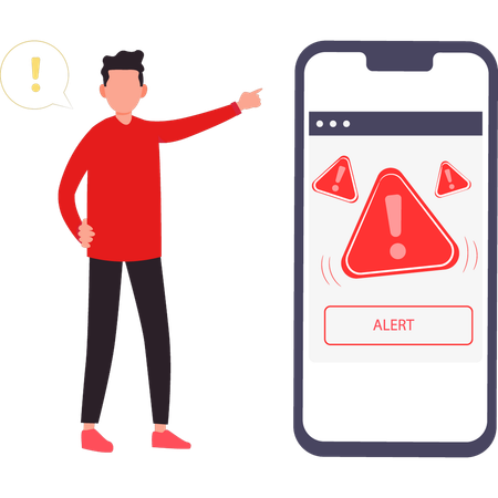 Businessman receives danger alert  Illustration