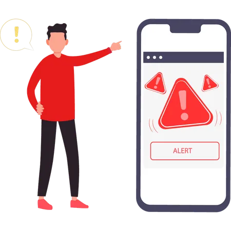 Businessman receives danger alert  Illustration