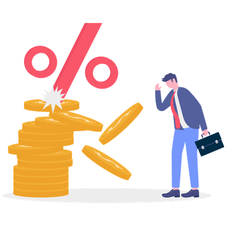 Businessman receives debt figure  Illustration