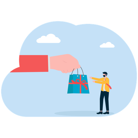 Businessman receives delivery from online store  Illustration