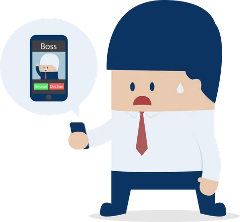Businessman receives incoming call from boss Illustration