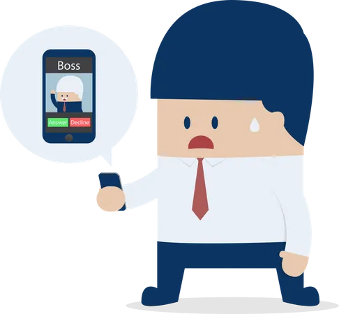 Businessman receives incoming call from boss  Illustration