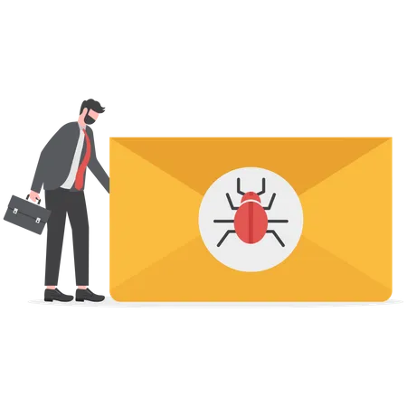 Businessman Receives A Letter With An Electronic Virus Spam Mail And Virus Illustration