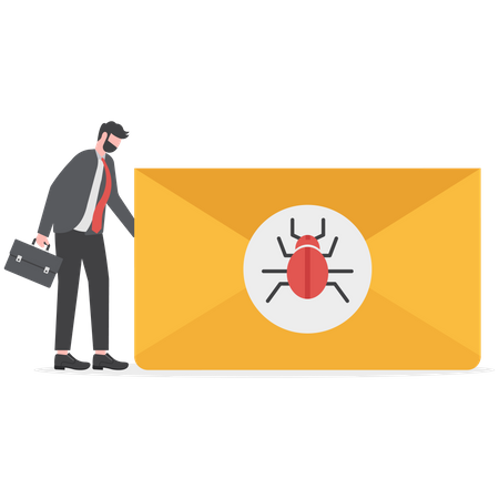 Businessman receives letter with virus  Illustration