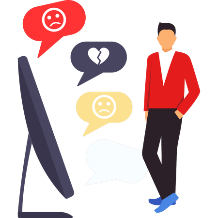 Businessman receives mixed social media responses  イラスト