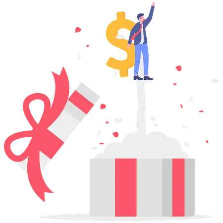 Businessman receives money voucher  Illustration