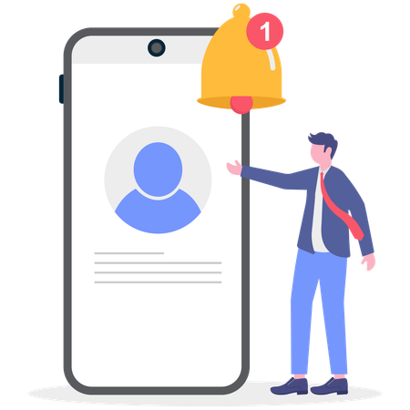 Businessman receives online notification  Illustration
