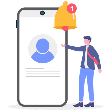 Businessman receives online notification  Illustration