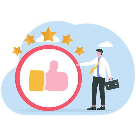 Businessman receives positive feedback  Illustration