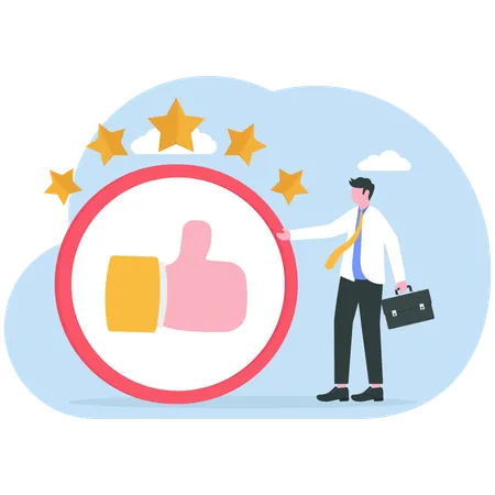 Businessman receives positive feedback  Illustration
