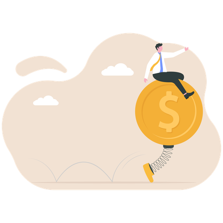 Businessman receives profit from market  Illustration