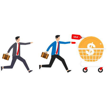 Businessman receives shopping discount  Illustration