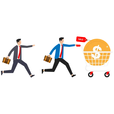 Businessman receives shopping discount  Illustration