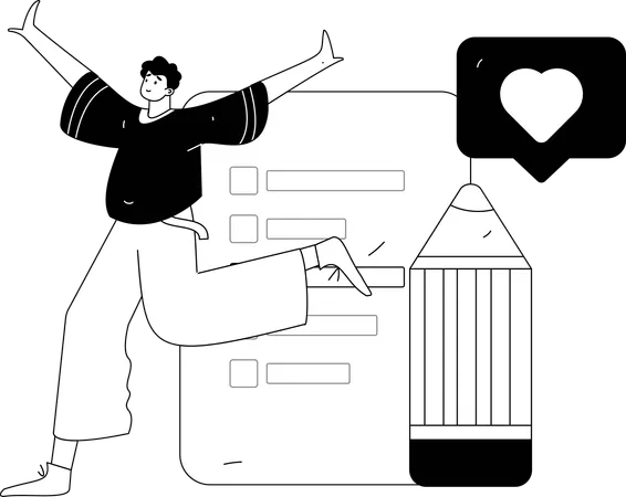 Businessman receives social media feedback  Illustration