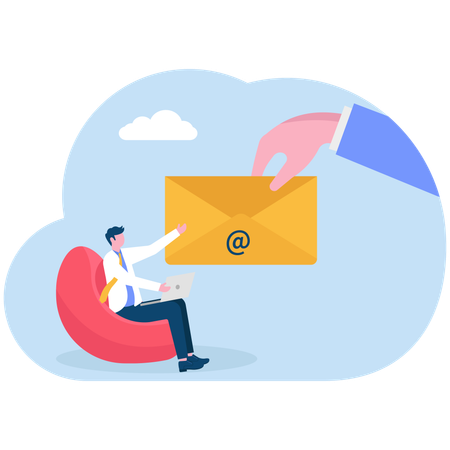 Businessman receives subscription letter from employee  Illustration