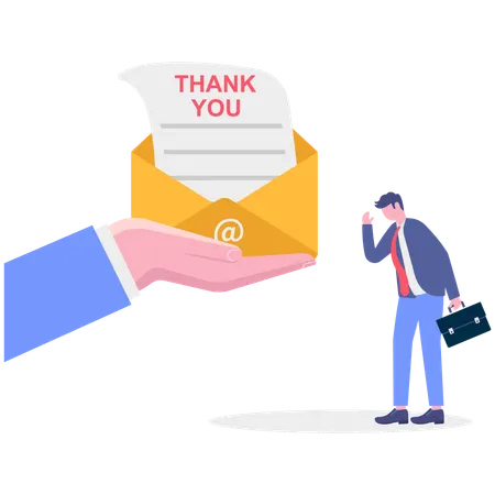 Businessman receives thank you letter from client  Illustration