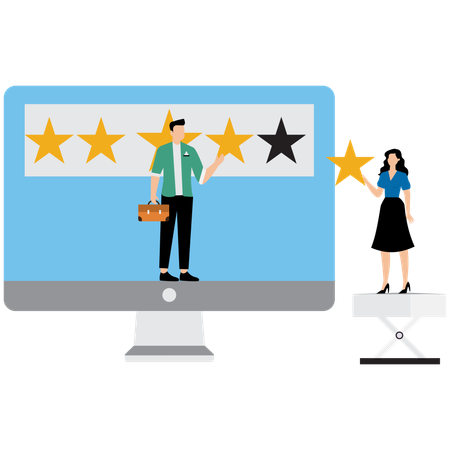 Businessman receiving 5 star rating from customer  Illustration