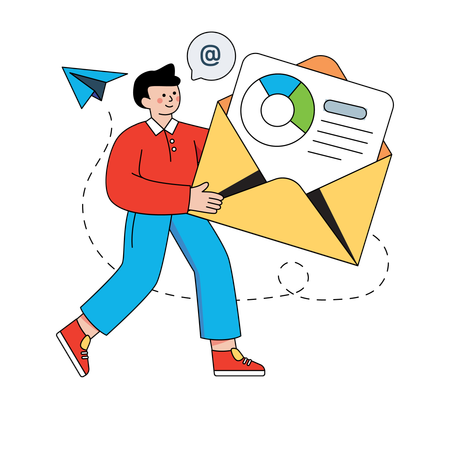 Businessman receiving analytics mail  Illustration