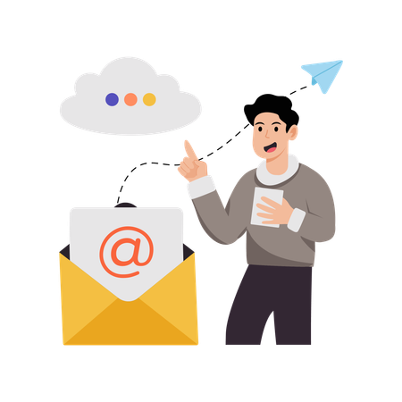 Businessman receiving cloud mail  Illustration