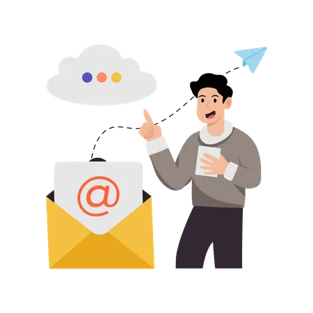 Businessman receiving cloud mail  Illustration