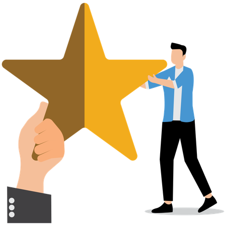 Businessman receiving customer star rating  Illustration