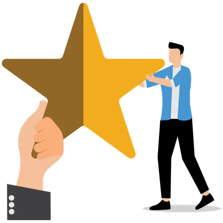 Businessman receiving customer star rating  Illustration