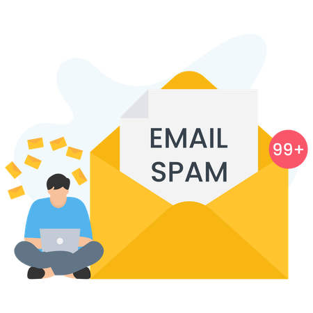 Businessman receiving email spam  Illustration