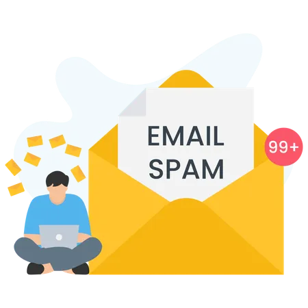 Businessman receiving email spam  Illustration