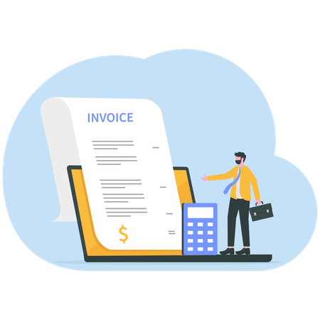 Businessman receiving online invoice  Illustration