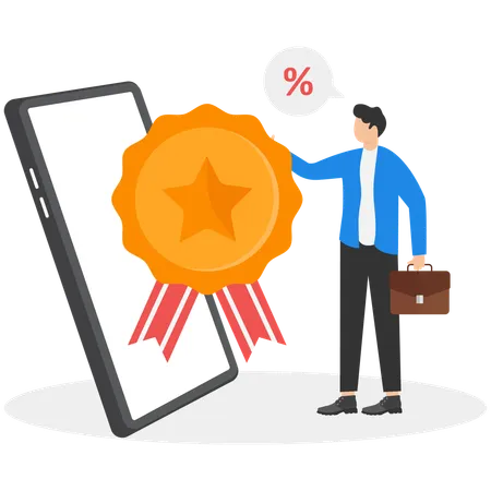 Businessman receiving online reward  Illustration