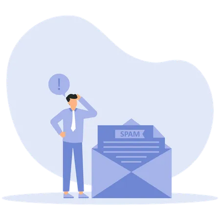 Businessman receiving spam emails  Illustration