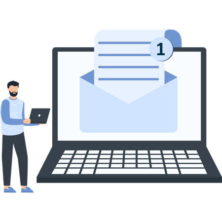 Businessman receving email notification  Illustration