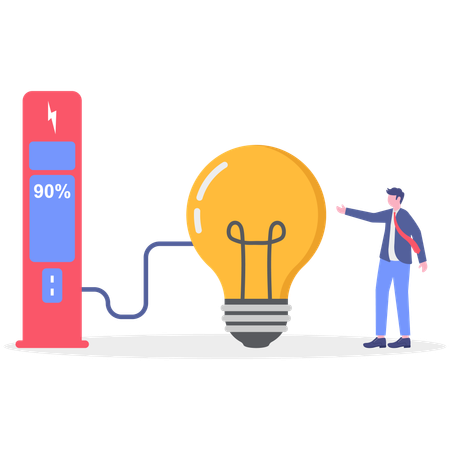 Businessman recharging idea  Illustration