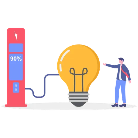 Businessman recharging idea  Illustration