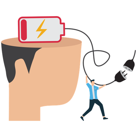 Businessman recharging oneself  Illustration